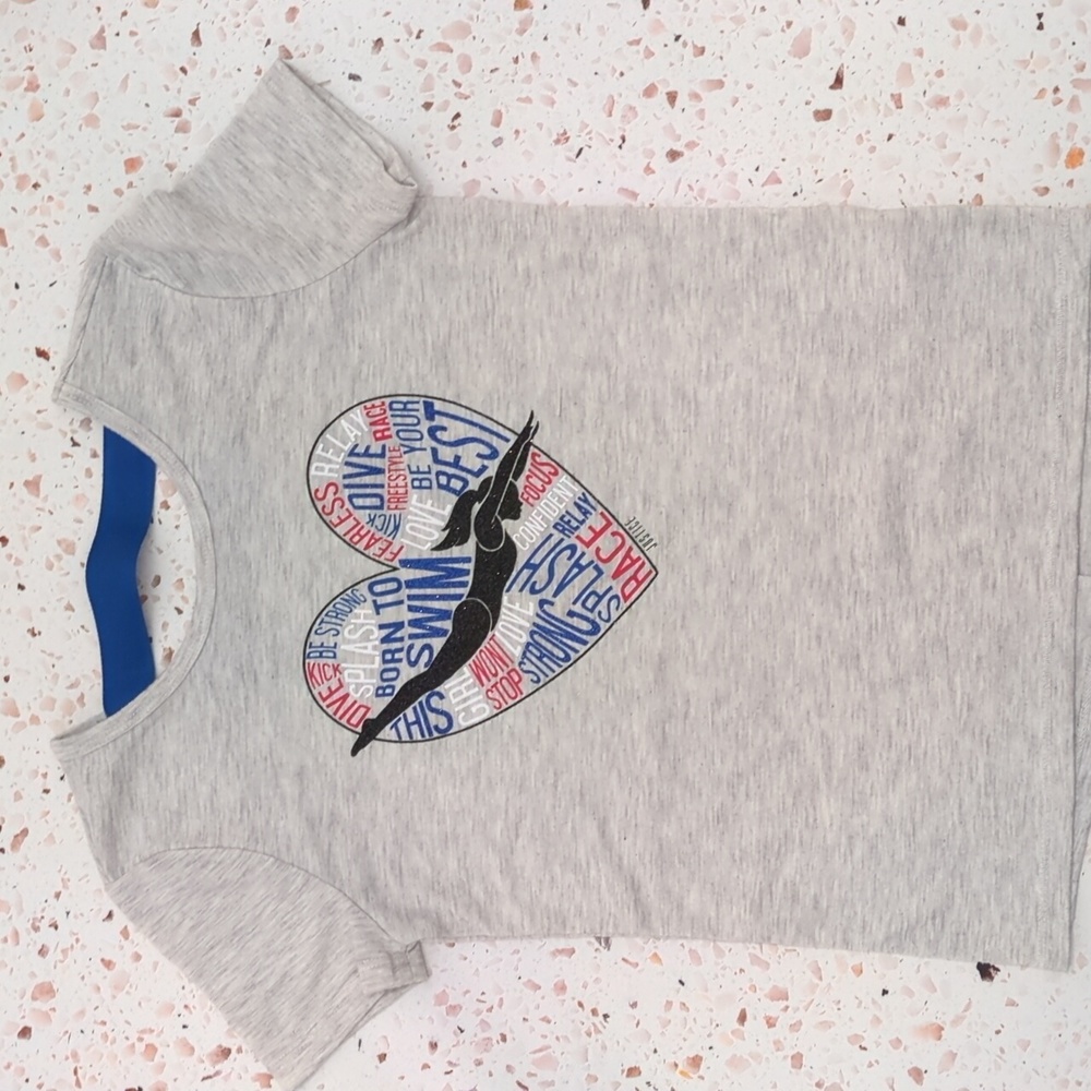 Justice | Swim Team Theme T-Shirt Grey Blue | 6